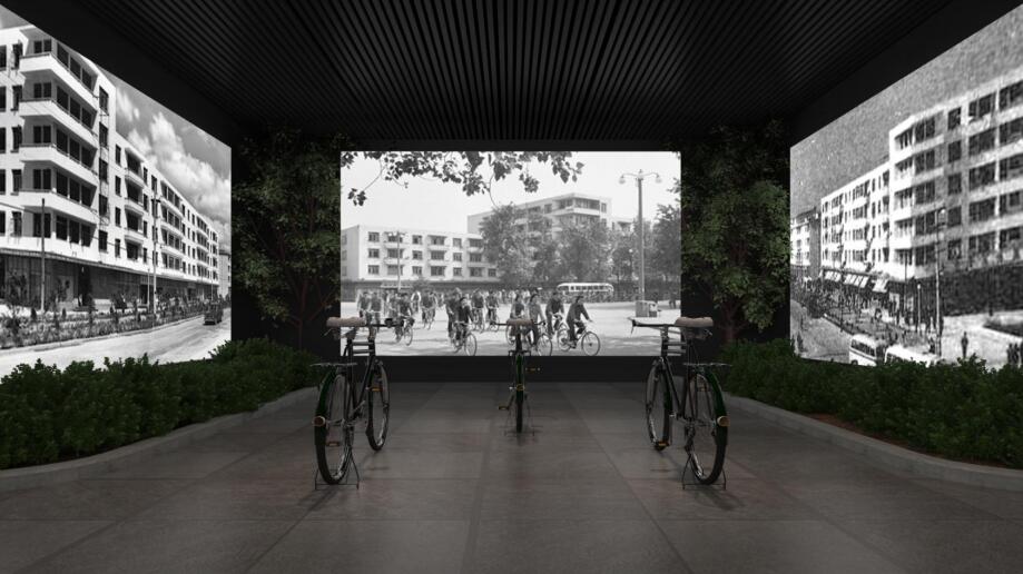 上海县700年数字博物馆设计效果图-三折幕投影